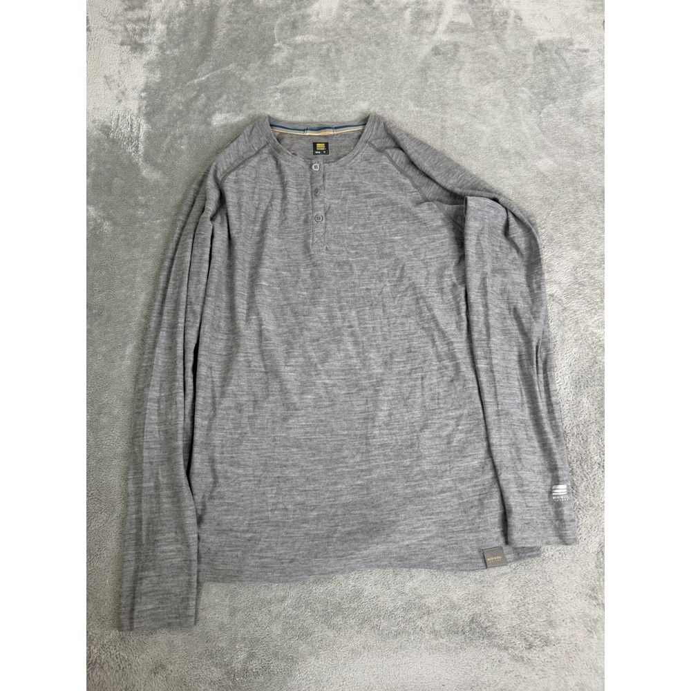 Meriwool Layers Henley Long Sleeve T Shirt Men's Size Medium Gray